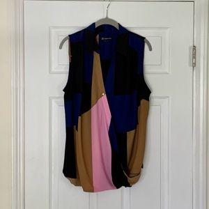INC International Concepts Macy’s Color Block Drape Front Tank Size 1X